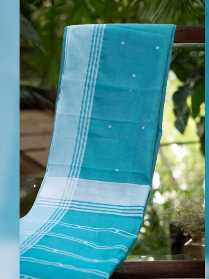 Chanderi Cotton Saree - Sky Blue