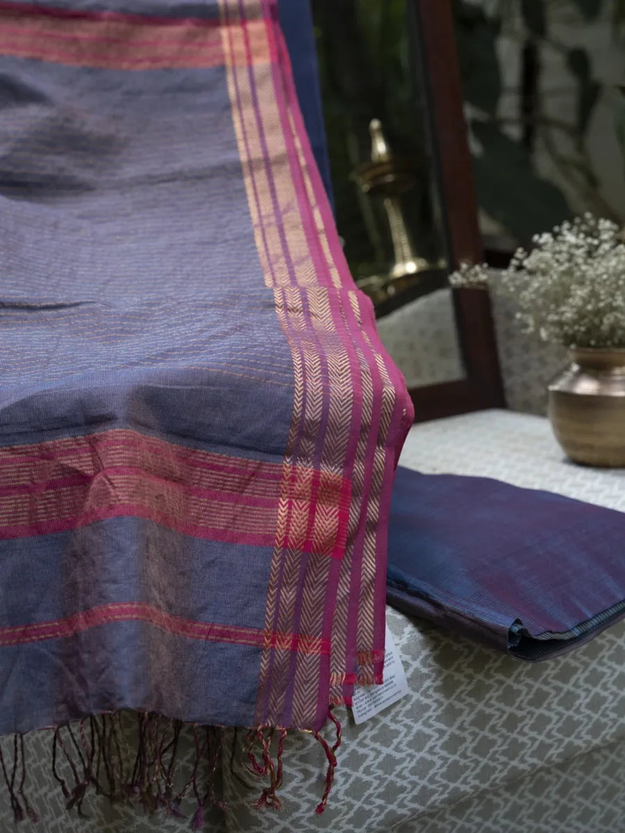 Maheshwari Saree - Midnight Blue