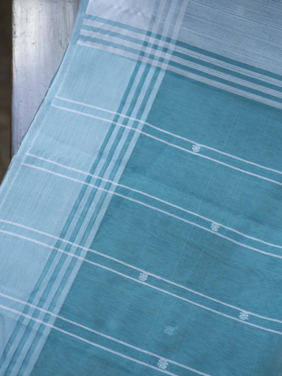 Chanderi Cotton Saree - Sky Blue