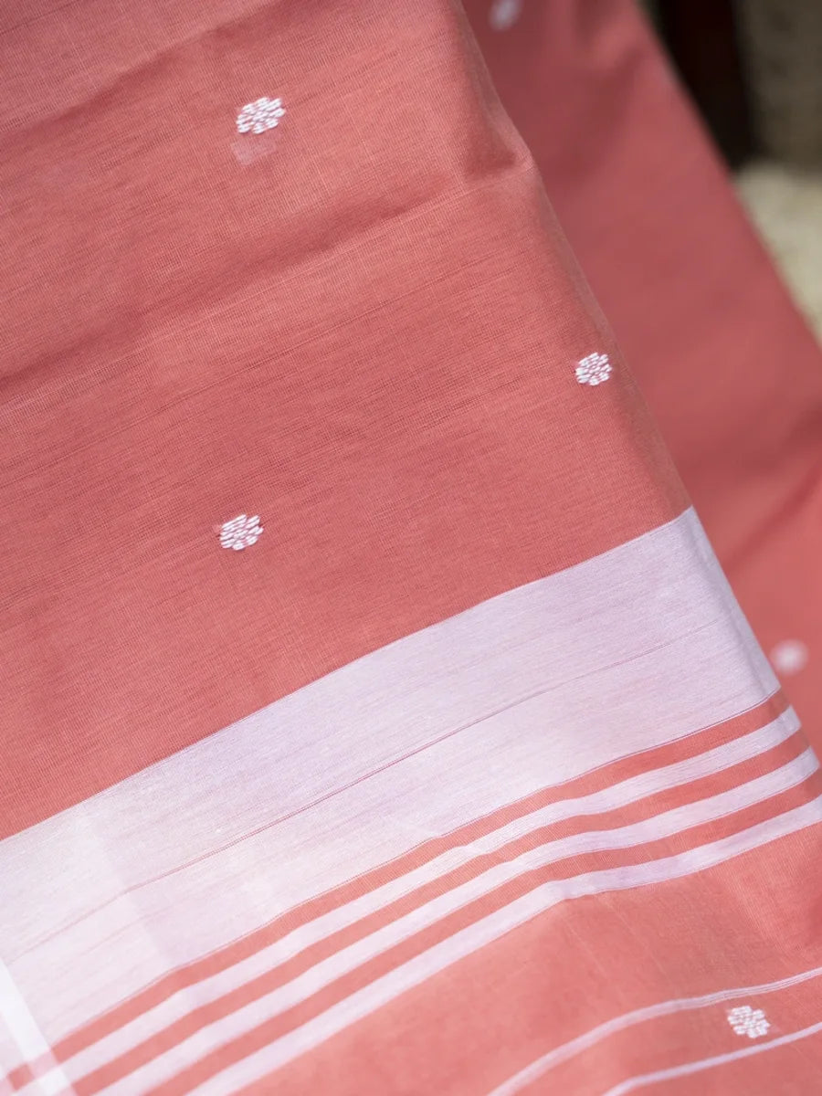 Chanderi Cotton Saree - Salmon Pink