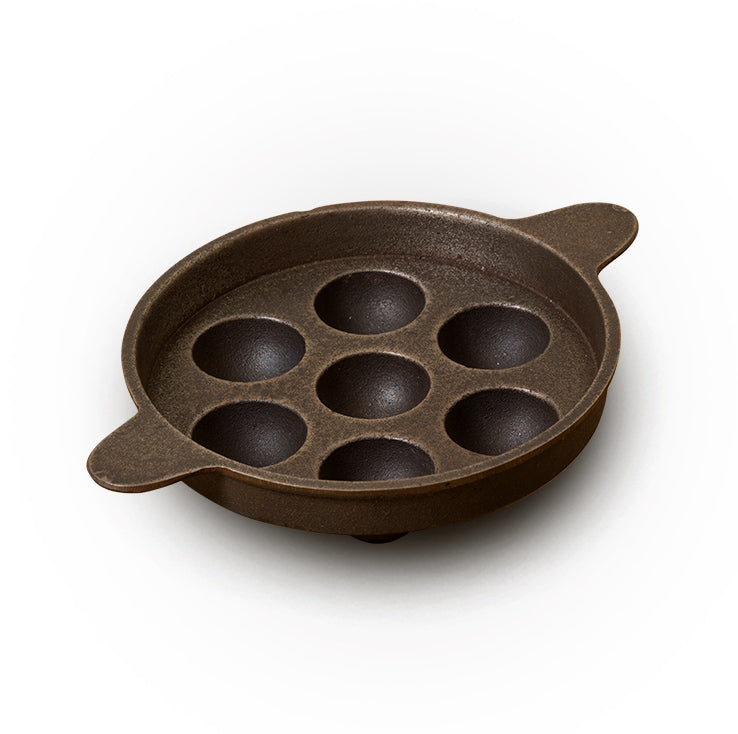 Cast Iron Paniyaram Pan/Unniappam (Non Flat Bottom), Hand Seasoned