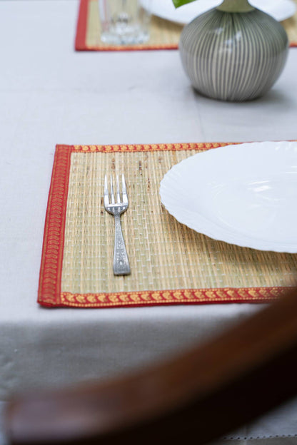 Mats - Natural & Red ( Set of 6)