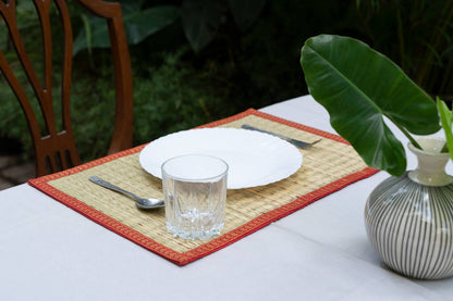 Mats - Natural & Red ( Set of 6)